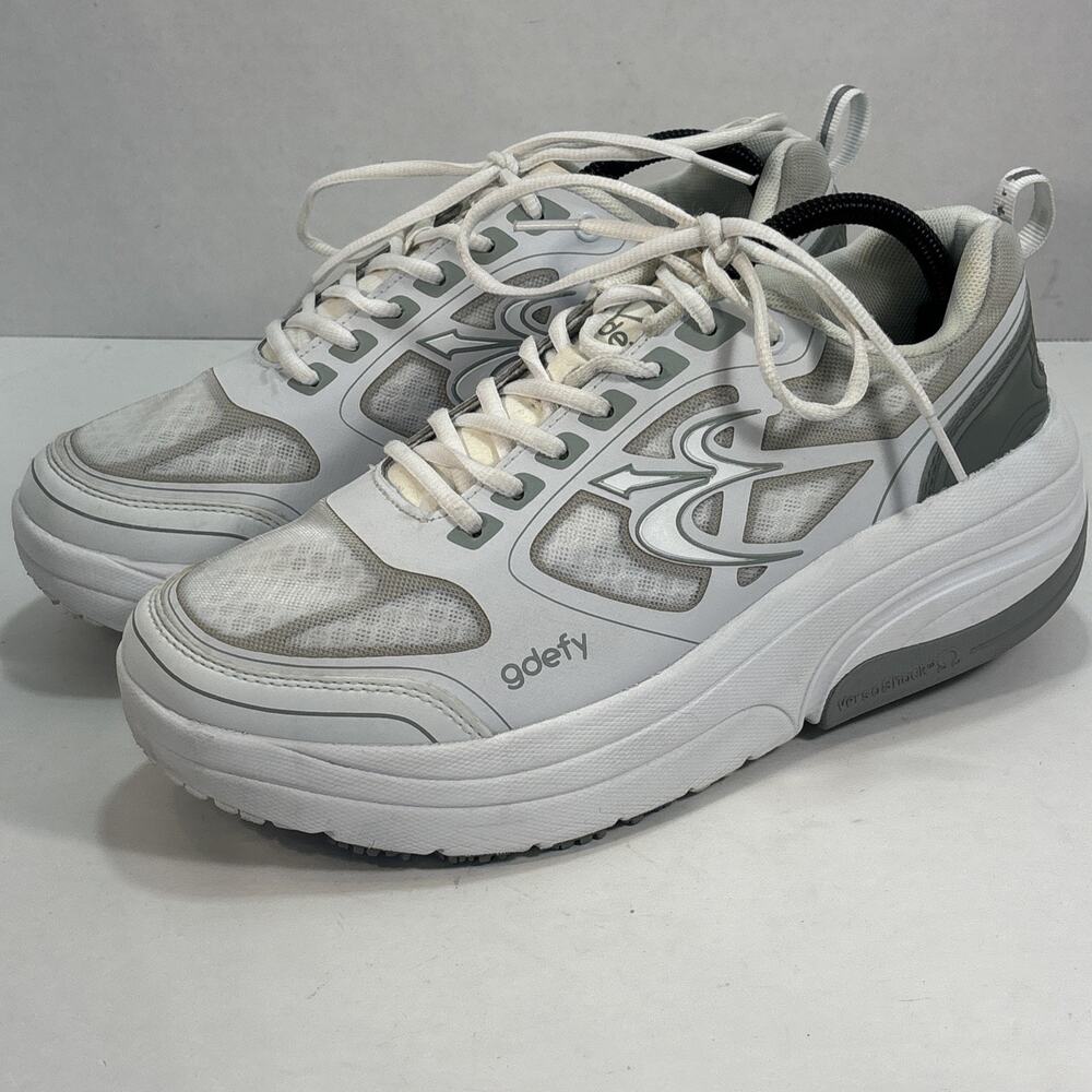 GDefy Gravity Defyer Women's SZ 10.5 White Gray Walking Shoes VersoShock